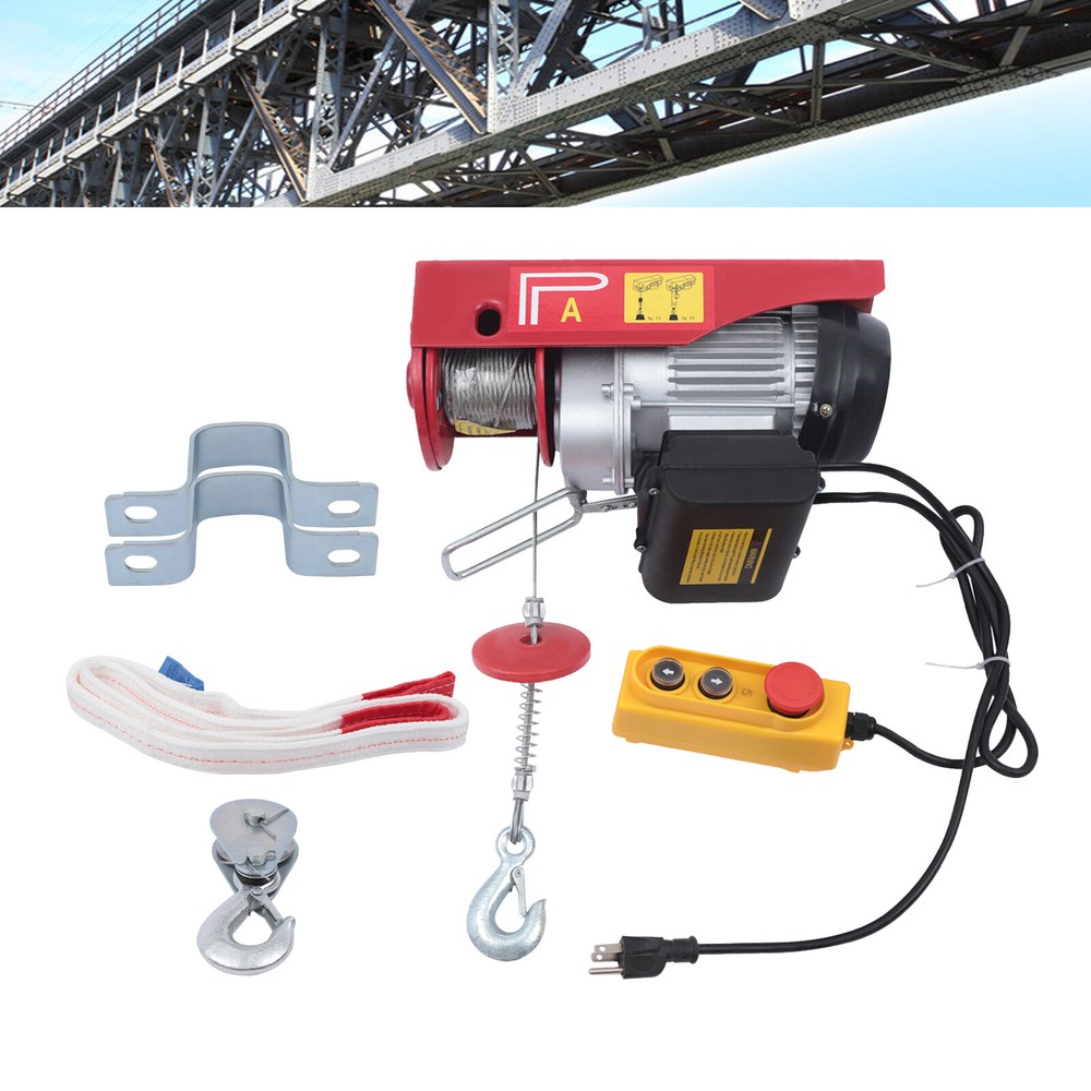 2200LBS Electric Hoist Winch Engine Crane with Wireless 110V