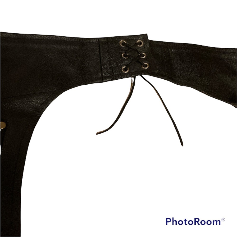 Genuine Leather Chaps . Size M . Black . Motorcycle Biker