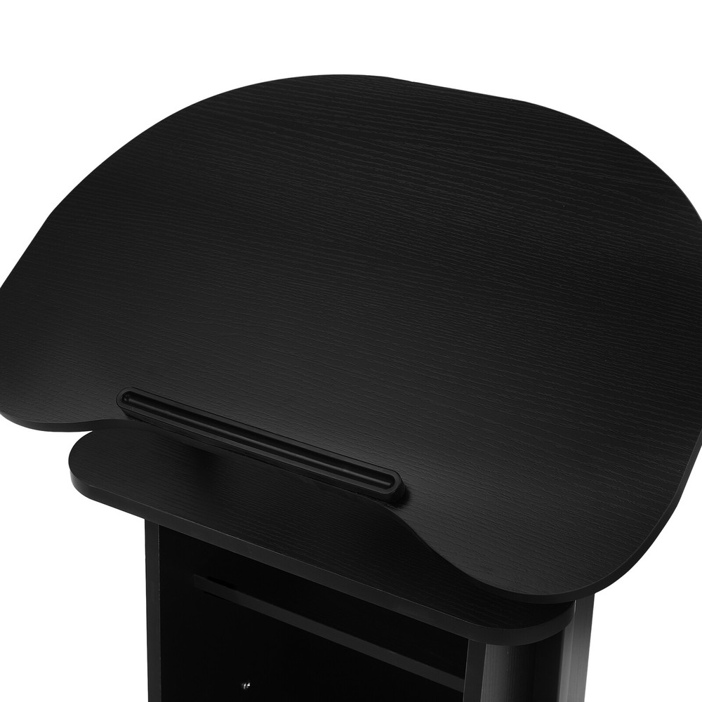 Adjustable Mobile Height Presentation Stand with Storage and Rolling Wheels