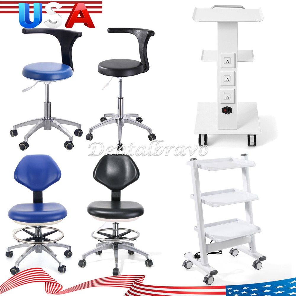 Three Layer Dental Trolley Mobile Instrument Car with Socket /Doctor Stool