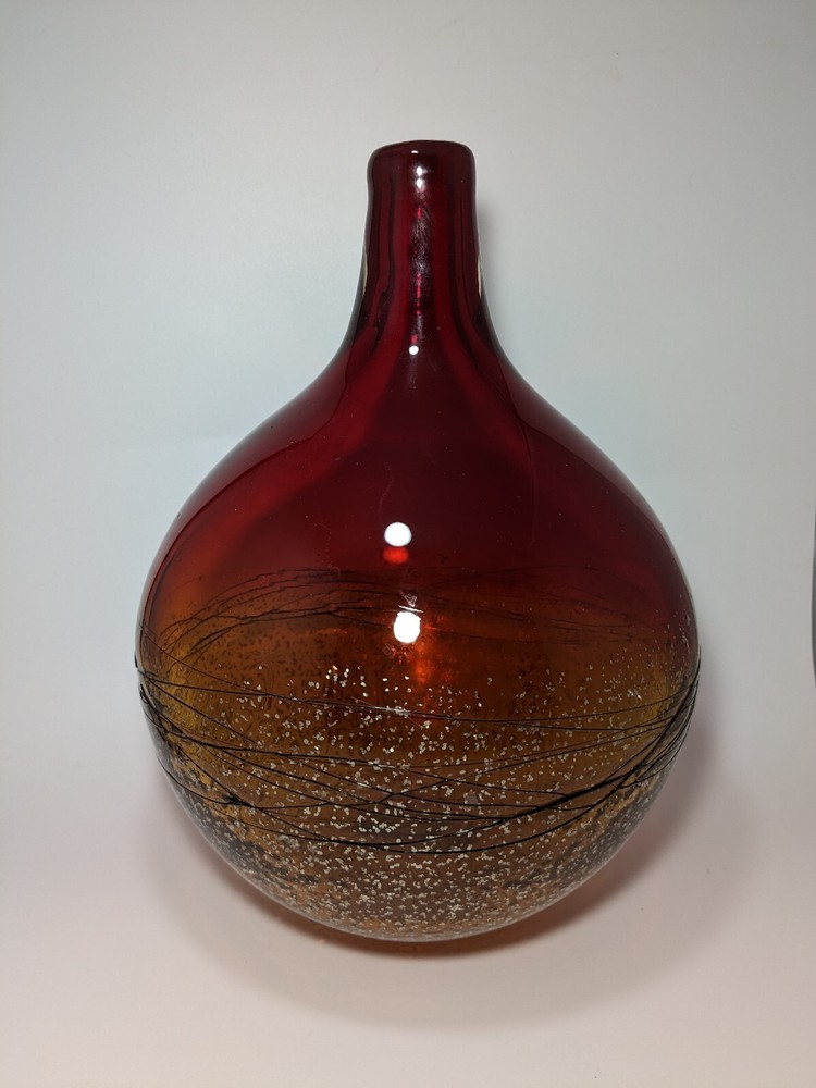 Beautiful Ruby & Gold Red Vase Blown Glass