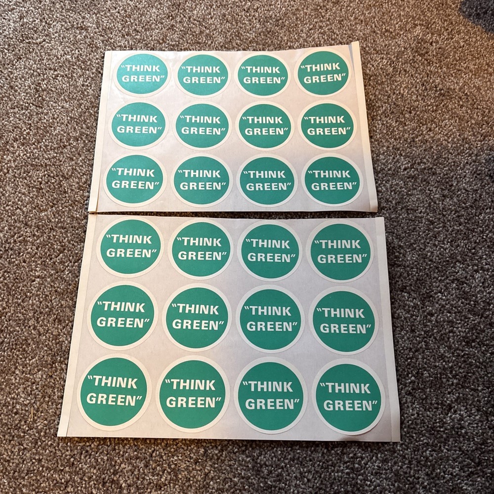 24 “Think Green” Round Stickers, Unused