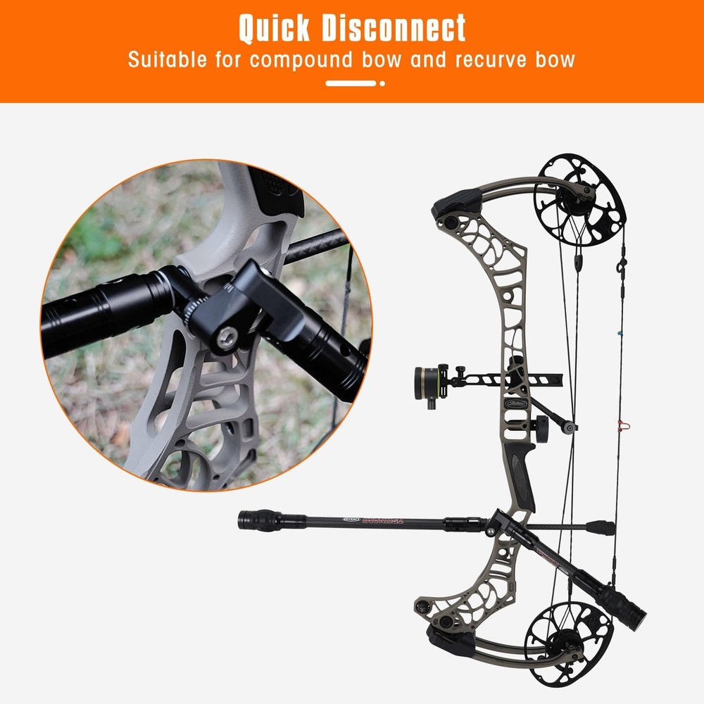 LWANO Single Side Adjustable V-Bar Mount Quick Disconnect Bow Rod Stabilizer,...