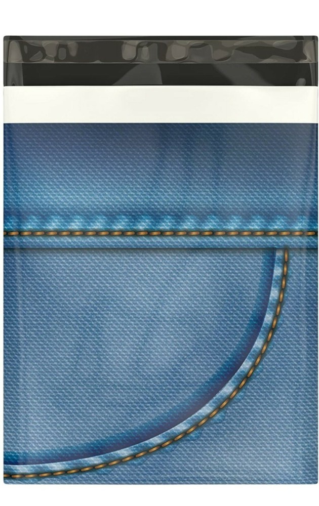 Blue Denim Designer Poly Mailer Bags for Packaging - 10 pieces