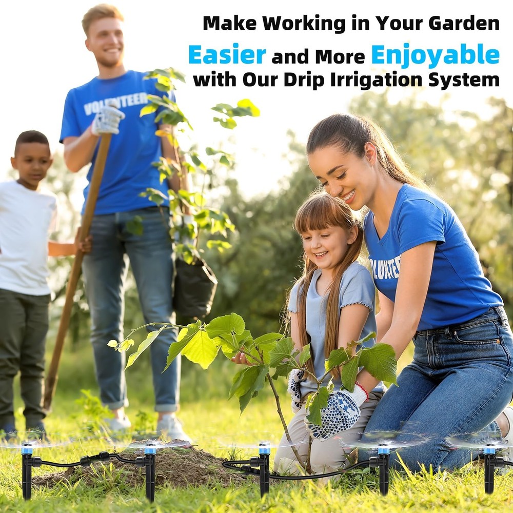 234FT Drip Irrigation System - Garden Watering System with Adjustable Three S...