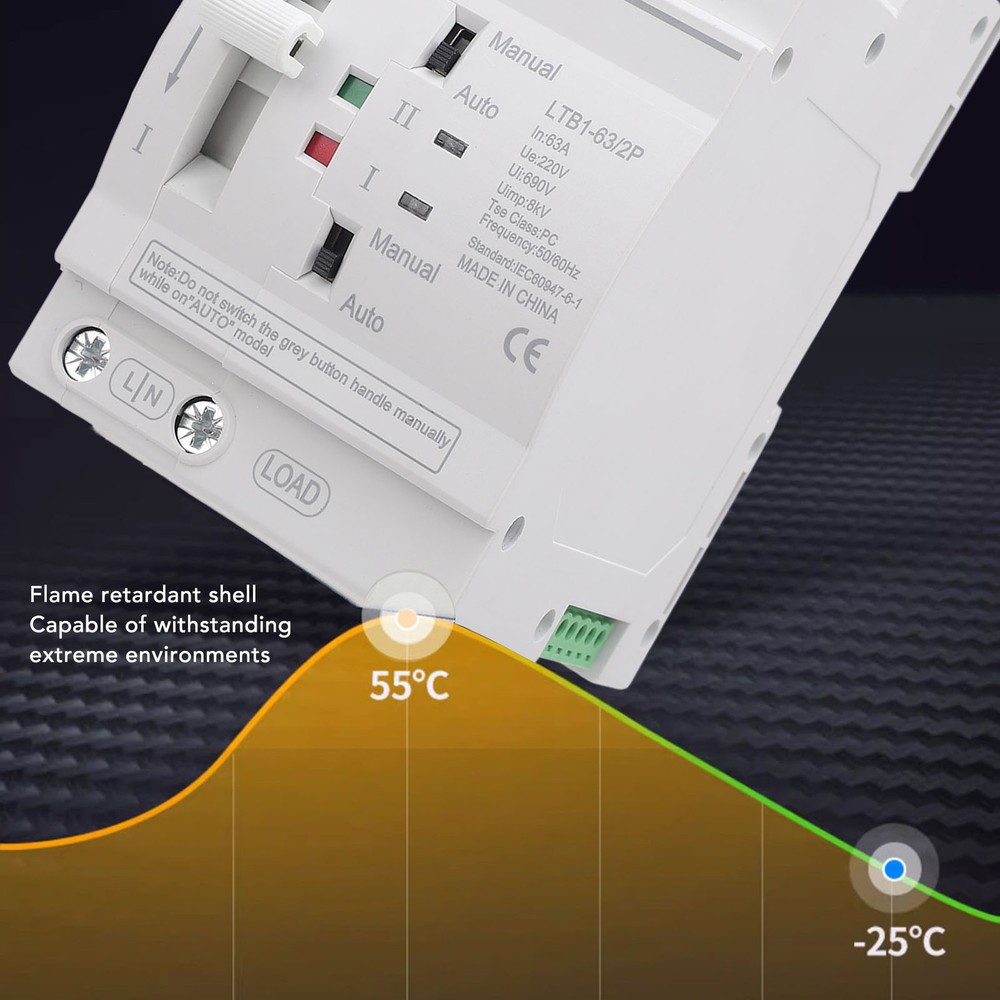Double Power Automatic Transfer Switch 63A 2P ATS Power Transfer Switch♡