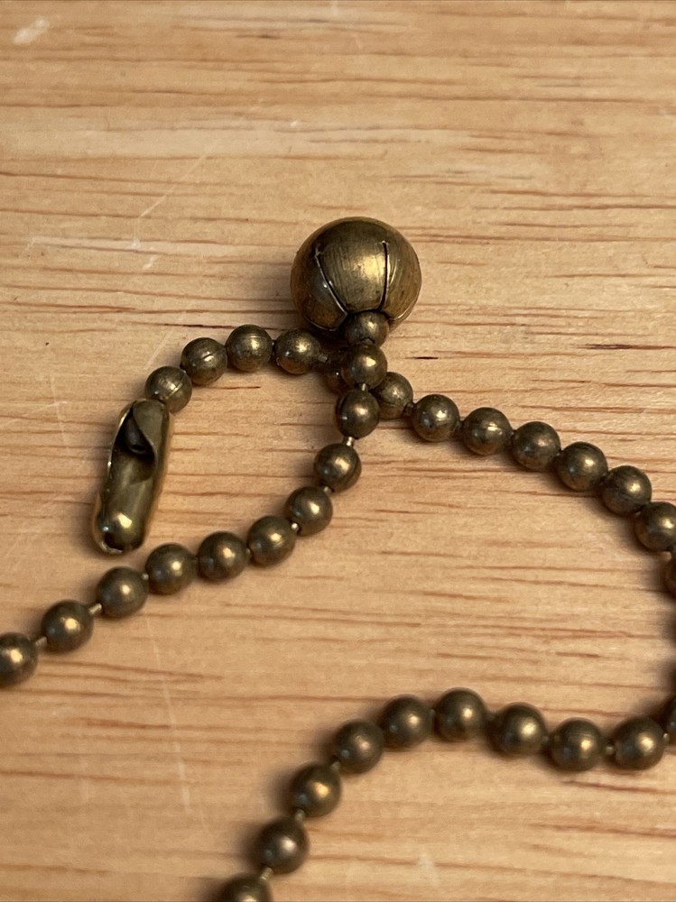 2 PCS Vintage Solid Brass 5/16”Ball with 6" Brass Pull Chain -brass Connector