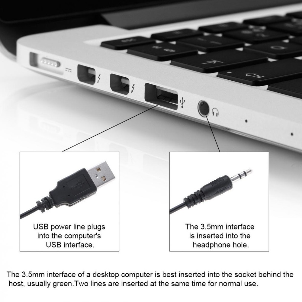Mini Computer Speakers USB Powered 3.5mm Jack PC Desktop Laptop Stereo Wired