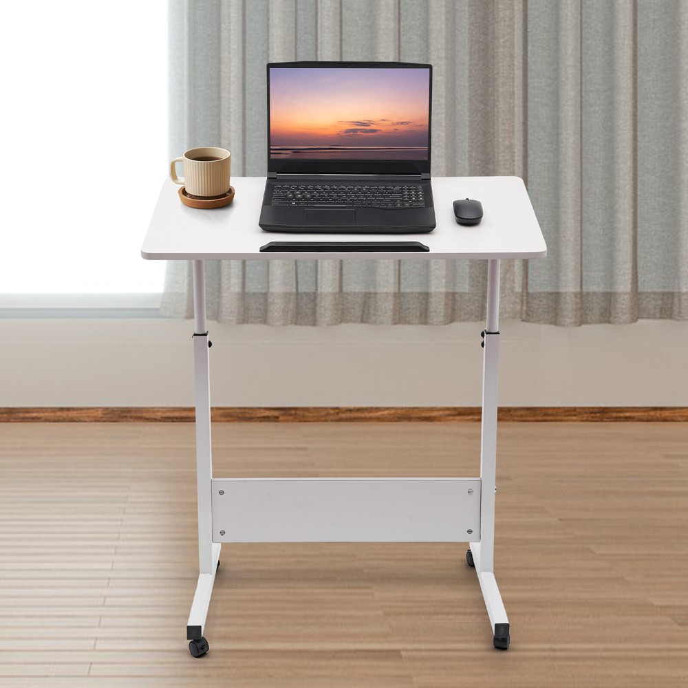 Adjustable Height Rolling Desk with Tilted Surface for Home and Office