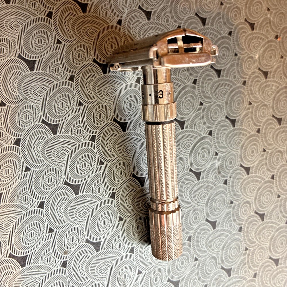 Vintage Gillette Fatboy Adjustable 1-9 Double Edge Safety Razor D/CODE 1959 E4