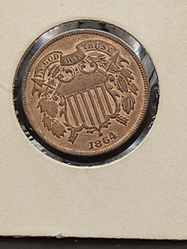 1864 Two Cent piece (Large Motto)
