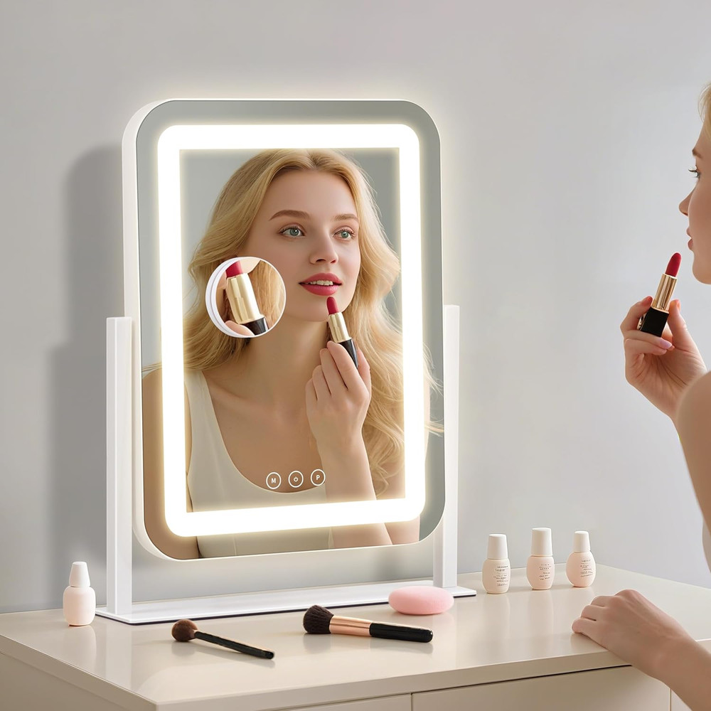 LED Vanity Mirror with Touch Control, Dimmable 3-Light Modes, 13.1"x16.7