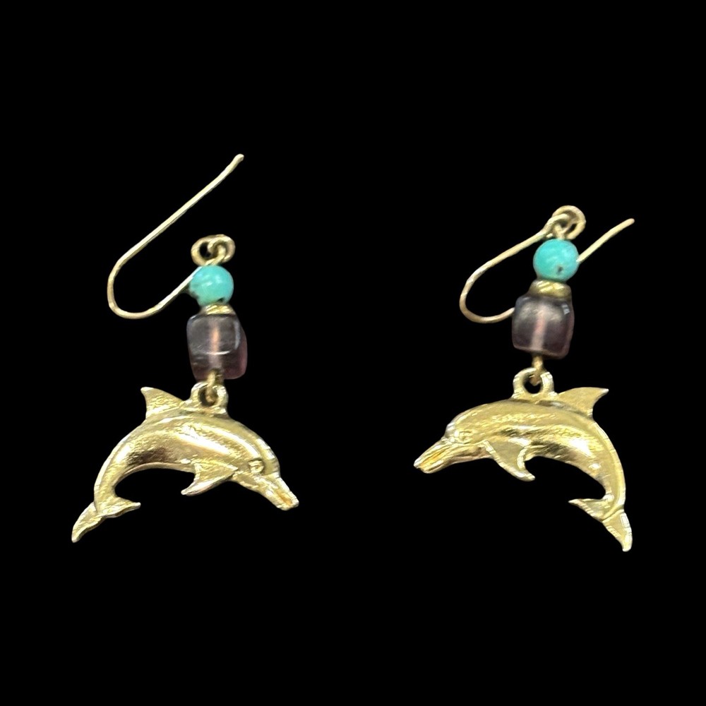 Vintage Dolphin Dangle Earrings