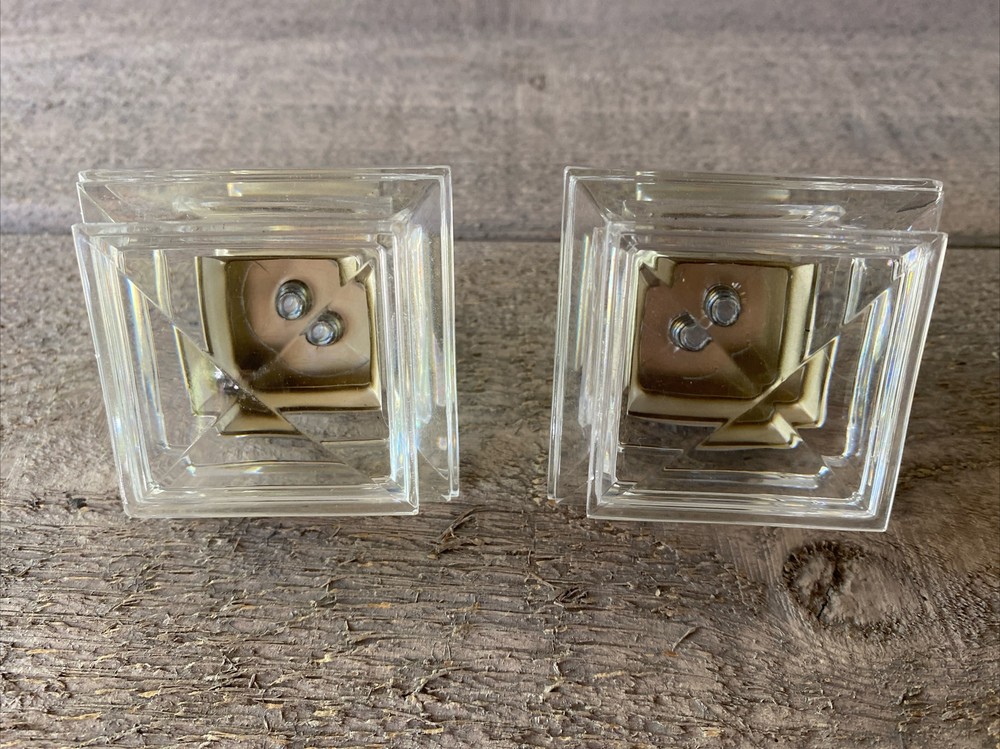 Clear Acrylic Knobs Tiered Squares 2.5” Set/2
