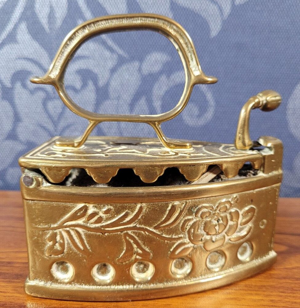 Antique (possibly Victorian) Brass Decorative Coal Iron