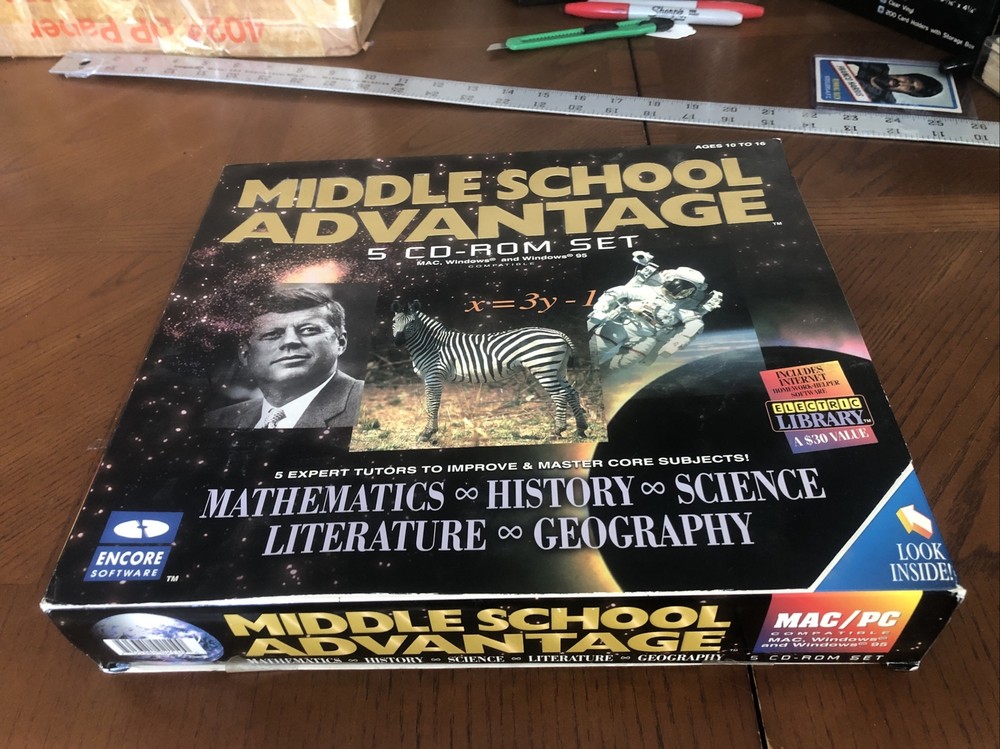 Encore Education Middle School Advantage 5 Disk CD Set New In Box Math History
