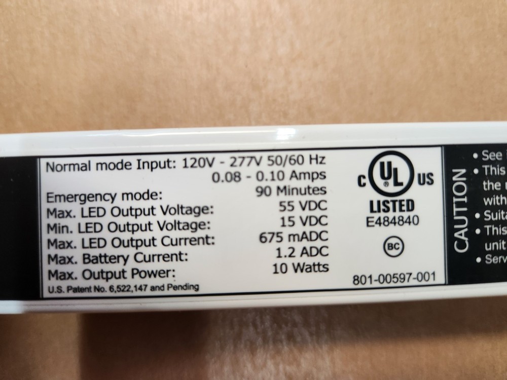 Power Sentry PS1055LCP LED Emergency Driver Inverter Battery Backup