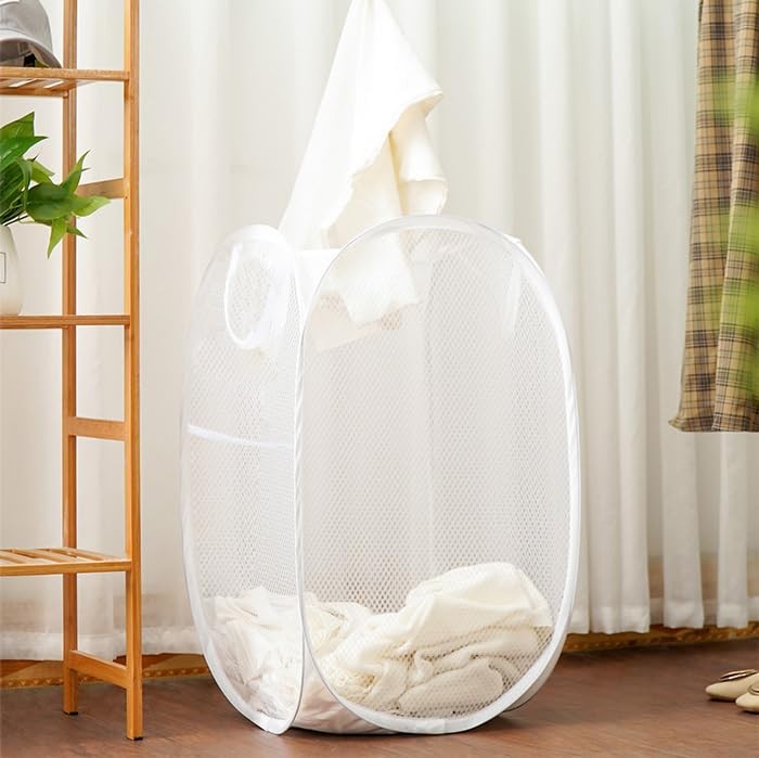 2 Pack Mesh Pop Up Laundry Baskets Collapsible Laundry Hampers Foldable Cloth...