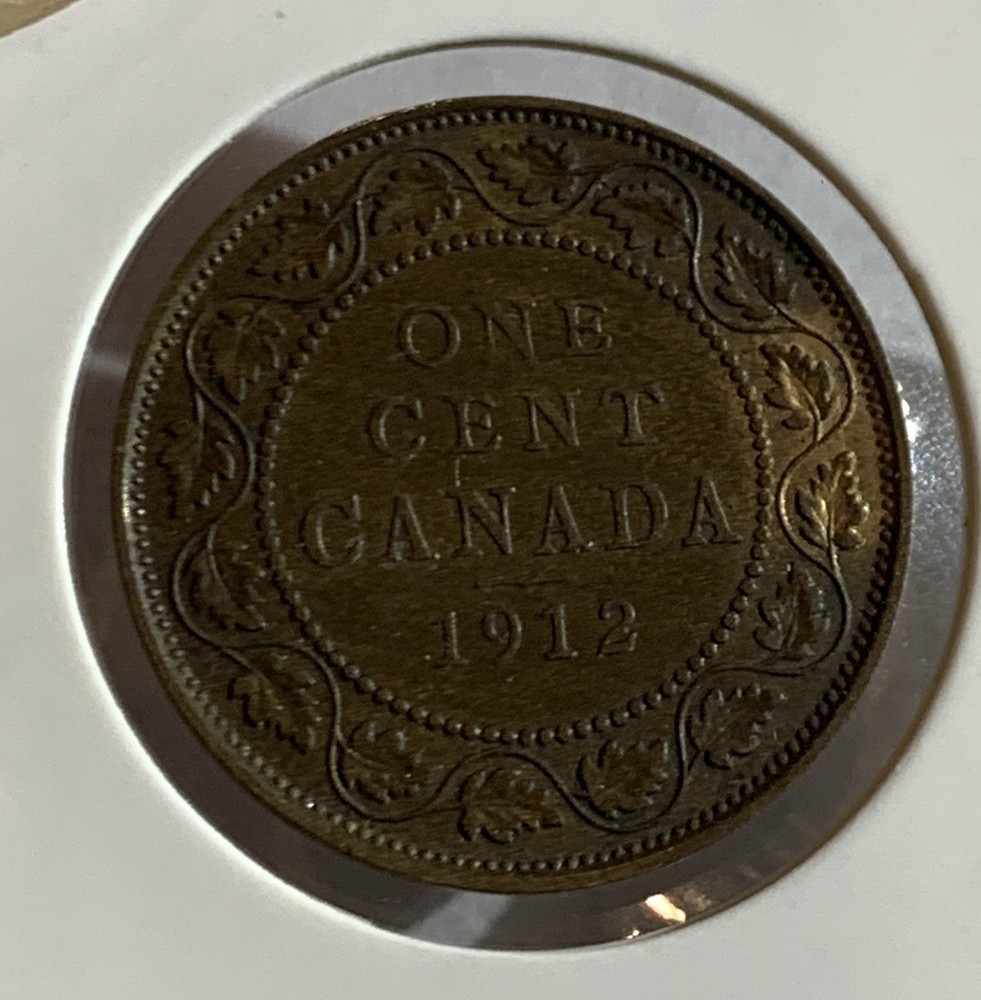 1912 CANADA ONE CENT COPPER COIN, AU