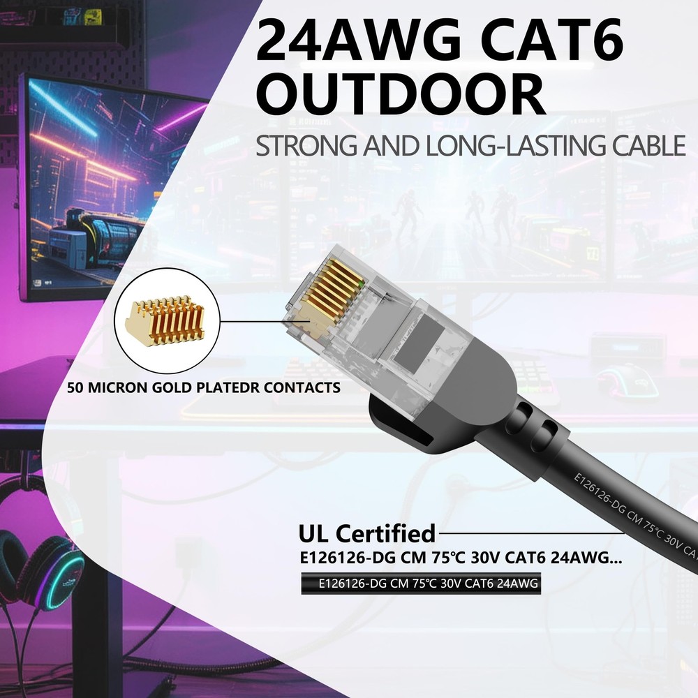 Cat6 3ft 24 Pack Patch Cables, 10Gbps High-Speed Ethernet Patch Cables, Suppo...