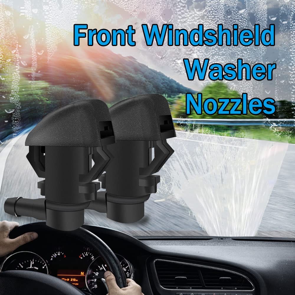 Windshield Washer Nozzles Kit, Front 1M x 0.7CM x 0.4CM, Black