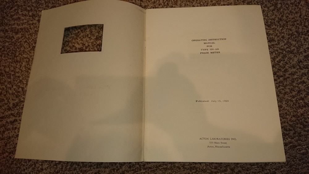 ALI Action Laboratories Inc. Type 320-AB Phase Meter Instruction Manual Service