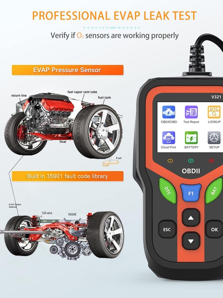 OBD2 Scanner - Car Code Reader Diagnostic Tool for Check Engine Light, Fault ...
