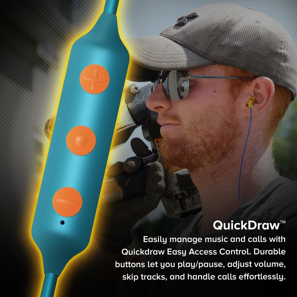 Plugfones Basic Pro Bluetooth Foam Earplug Headphones - 27 dB Blue, Orange