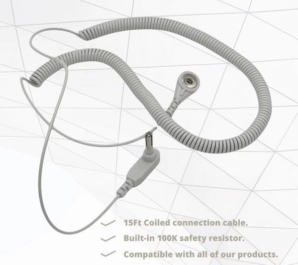 Curly Grounding Cord Replacement Fit All Brands Electrostatic Discharge Products