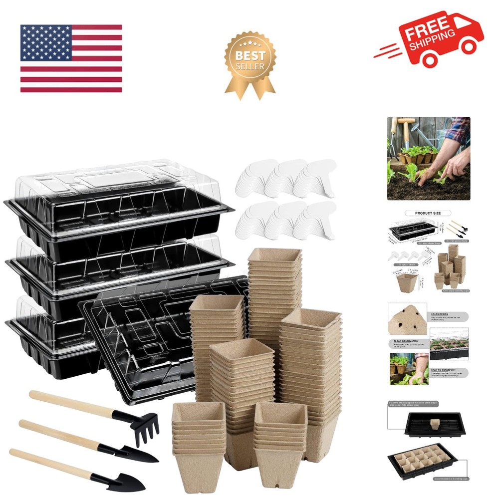 247 Pack Seed Starter Kit Including Peat Pots for Seedlings Seed Starter Tray...