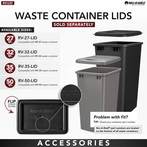 Rev-A-Shelf 2-Pack 35 Quart Polymer Replacement Trash Bin, Recycle Waste Garbage