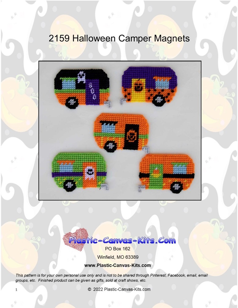 Halloween Camper Magnets- Plastic Canvas Pattern or Kit