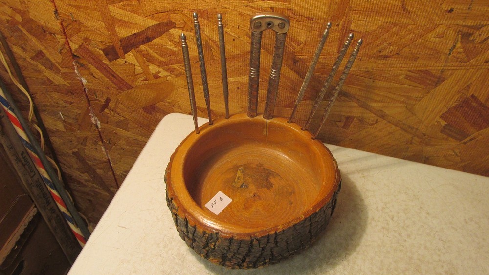 Vintage Log Nut Bowl and Nutcracker  No. 6