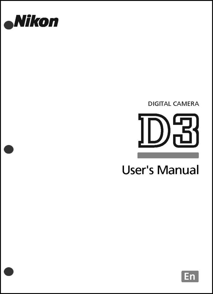 Nikon D3 User Manual Guide Instruction Operator Manual