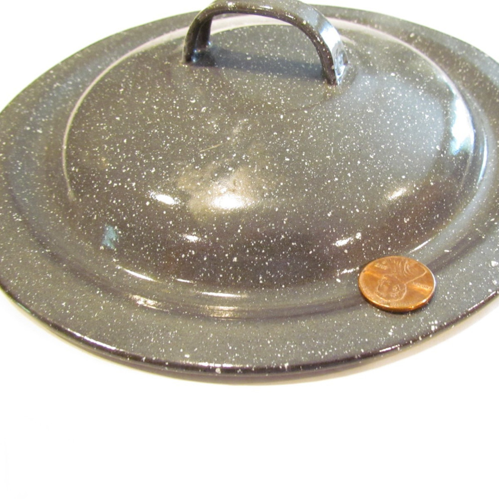 Gray Speckled Enamelware Replacement Handle Top Pot Lid 7 3/4"