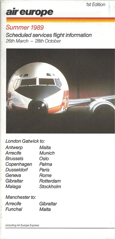 Air Europe system timetable 3/26/89 [4081]