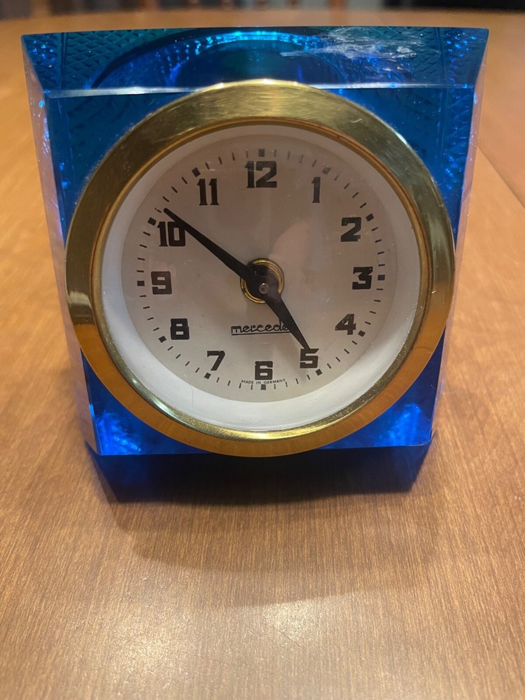 Mercedes vintage glass desk clock