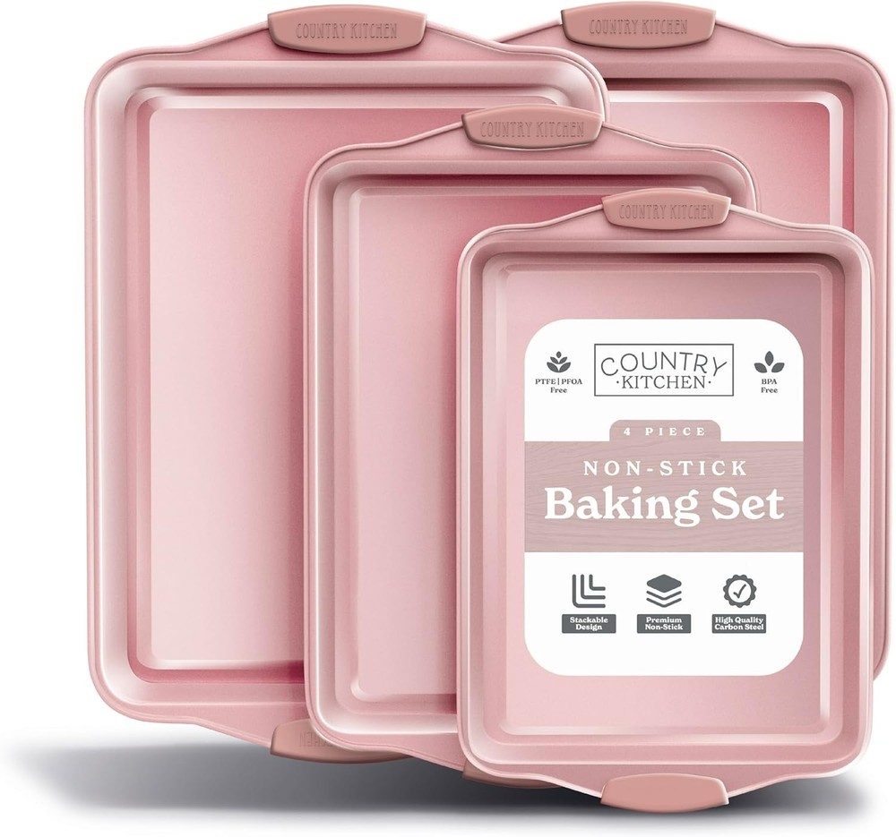 Nonstick Stackable Bakeware Set Durable Easy Release Baking Set Black 10 Pcs