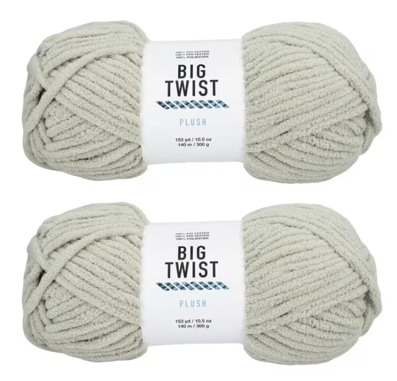 2 Skeins Solid Color Blanket Polyester Yarn, BIG TWIST
