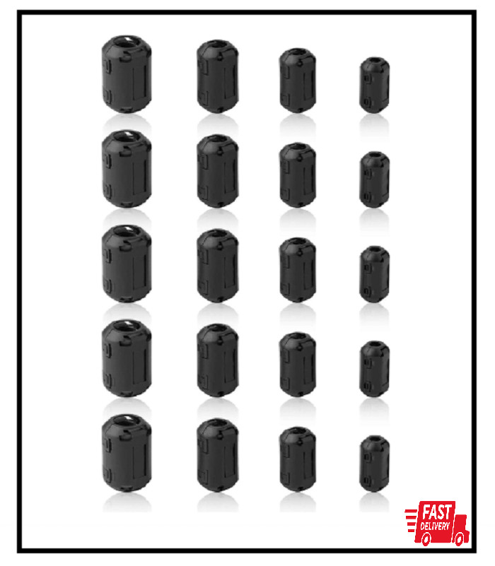 20 Pack Ferrite Chokes Bead Ring Core RFI EMI Noise Suppressor Filter Cable Clip