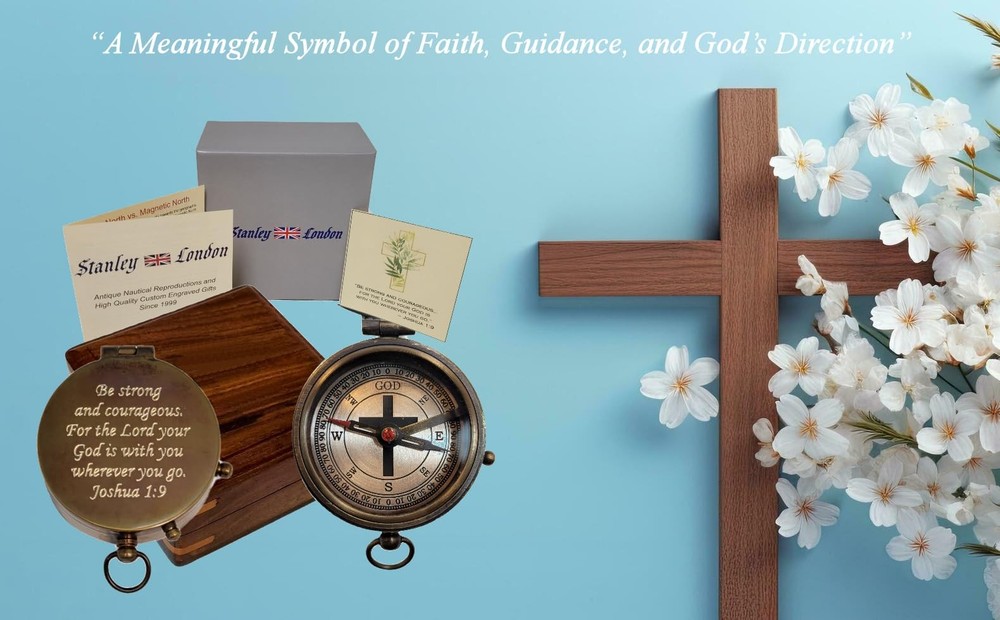 Personalized Compass Gift for Baptism, Confirmation | Religious Keepsake Engr...