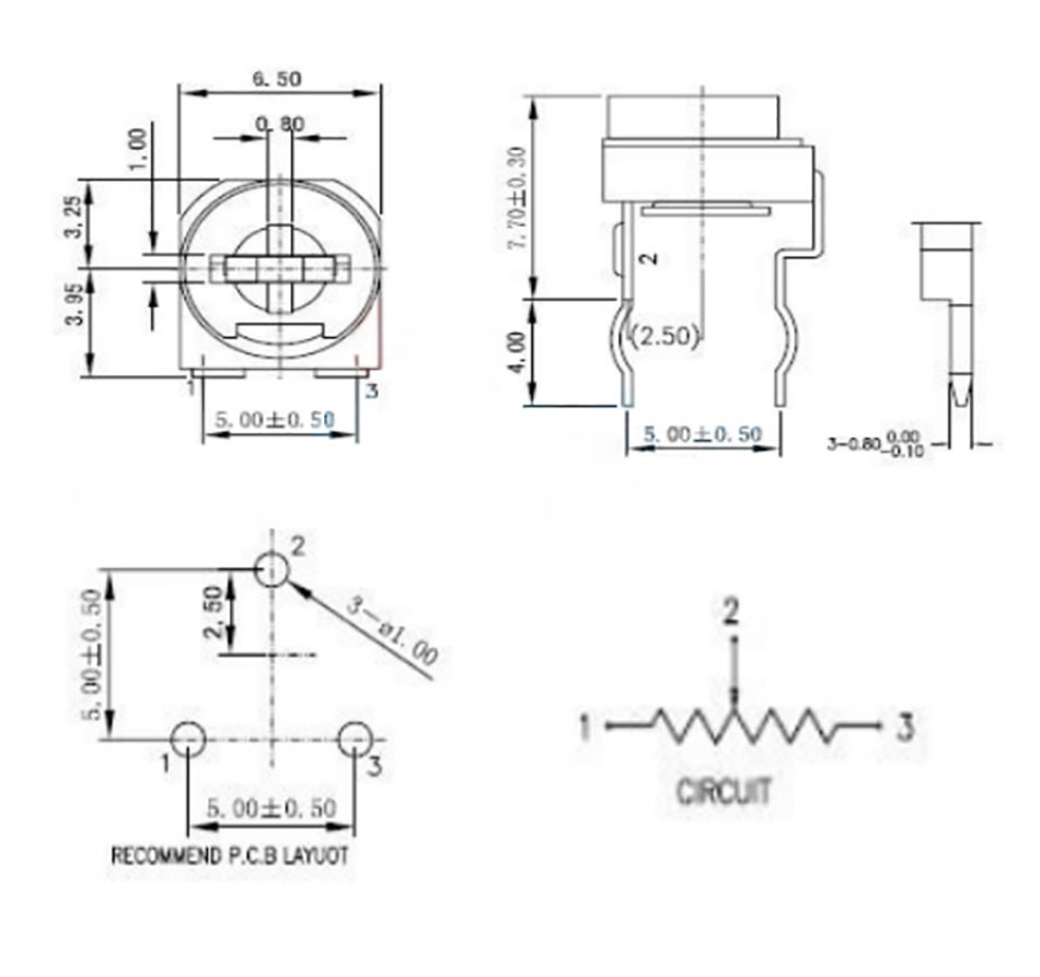 RM065 Horizontal Pot Variable Potentiometer Trimmer Resistors WH06-2 100Ω