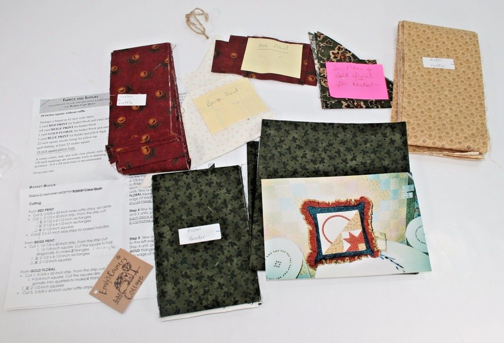 Basket Case Throw Pillow Kit Quilt Fabric Instructions sewing Craft