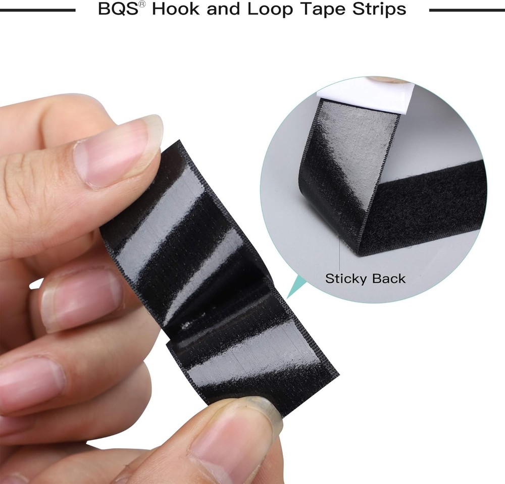 16ft Black Hook and Loop Tape - Strong Adhesive, No Residue, Multi-Surface Use