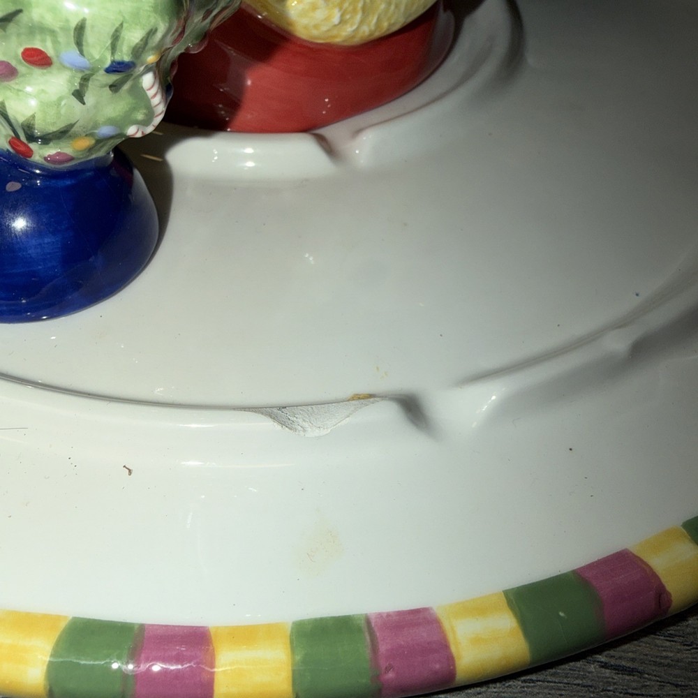 CHRISTOPHER RADKO HOLIDAY TRADITIONS SNOWMAN FOOTED CAKE PLATE