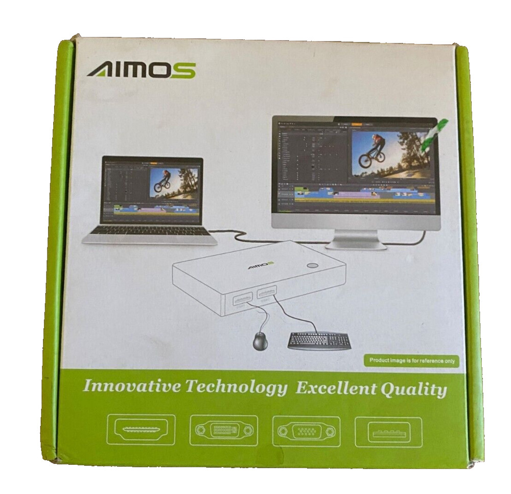 Aimos KVM Switch HDMI USB 2 Ports PC Computer Switch Keyboard Mouse -NEW