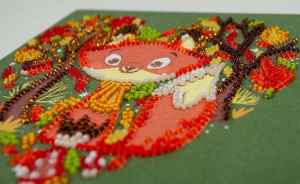 DIY Bead Embroidery Kit Red Fox Beaded stitching needlepoint beadwork
