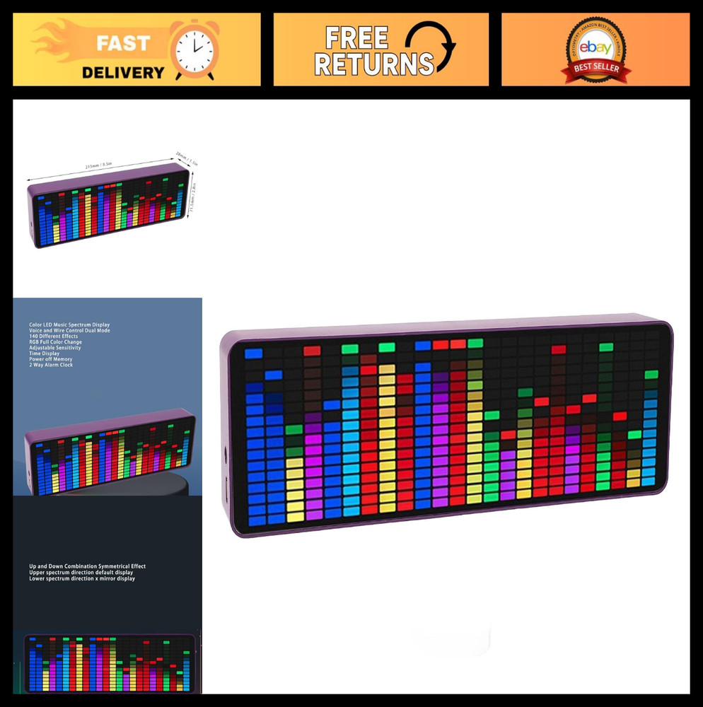 RGB Music Spectrum Analyzer - 384 LED Rhythm Light with Voice Sensor, 20 Dynamic