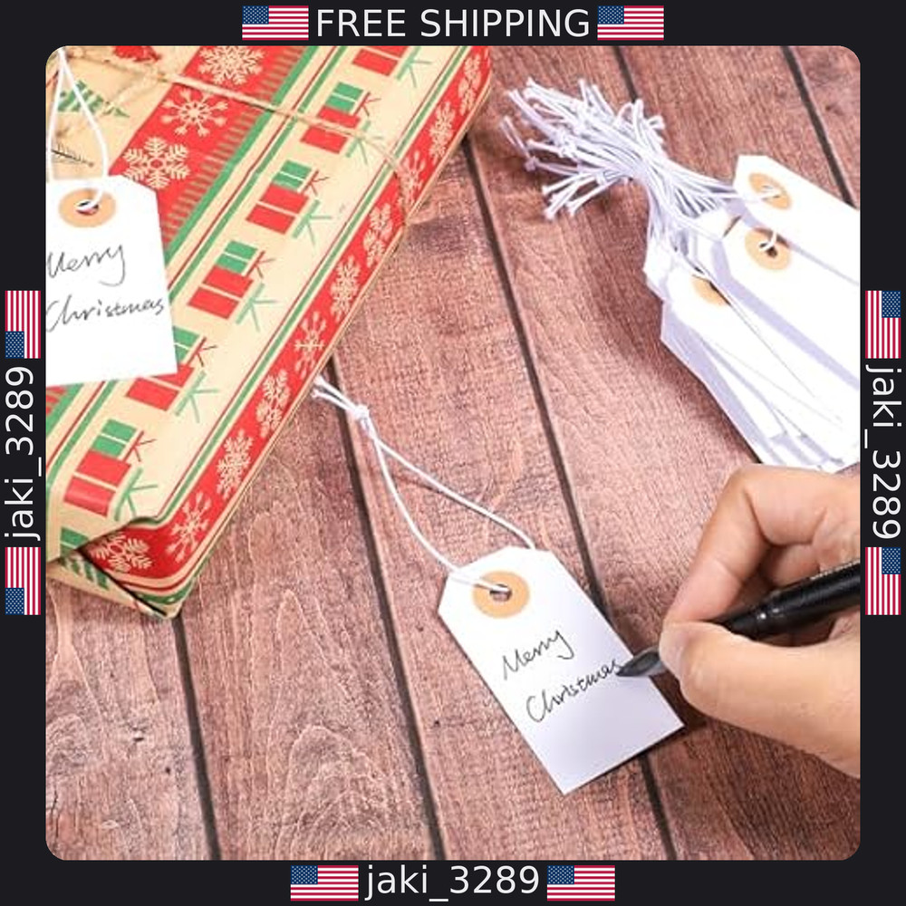 100 Pack Writable Gift Tags with Elastic String - Perfect for Valentine's Day