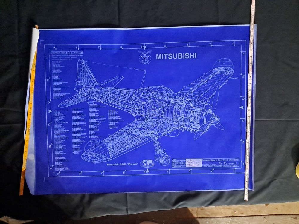 Model Airplane Large Printed Plan RC Scale Plane Drawing A6m2 P26